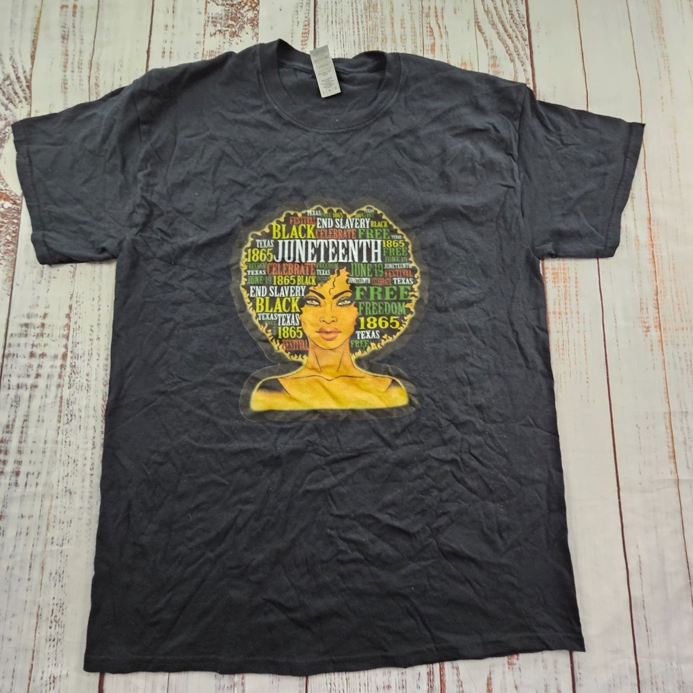 Celebrate Juneteenth Freedom Black Short Sleeve Cotton T-Shirt Adult L